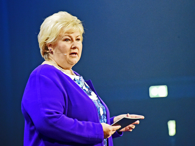 Statsminister Erna Solberg innledet konferansen. Foto: Sven Gj. Gjeruldsen, Det kongelige hoff